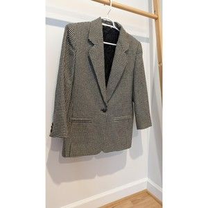 BROOKS Oversized houndstooth jacket WOOL (Size M) Vintage